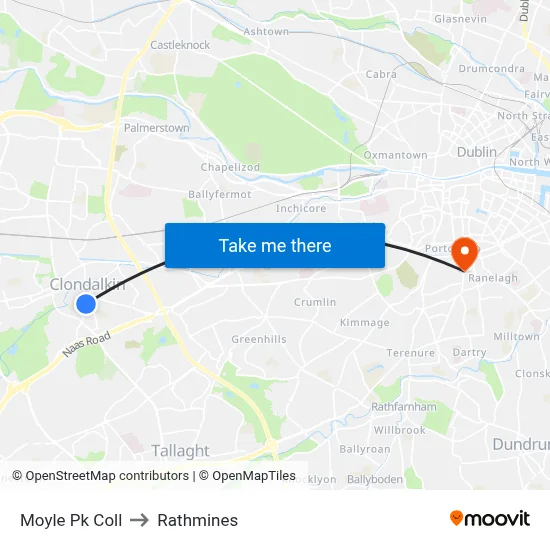Moyle Pk Coll to Rathmines map