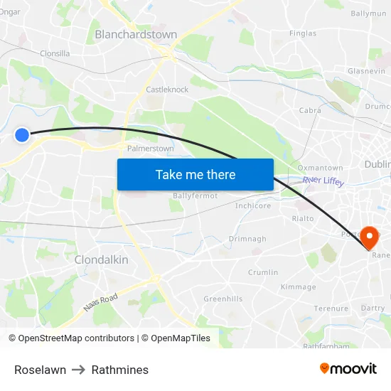 Roselawn to Rathmines map
