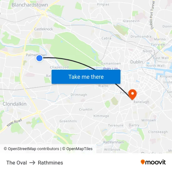 The Oval to Rathmines map