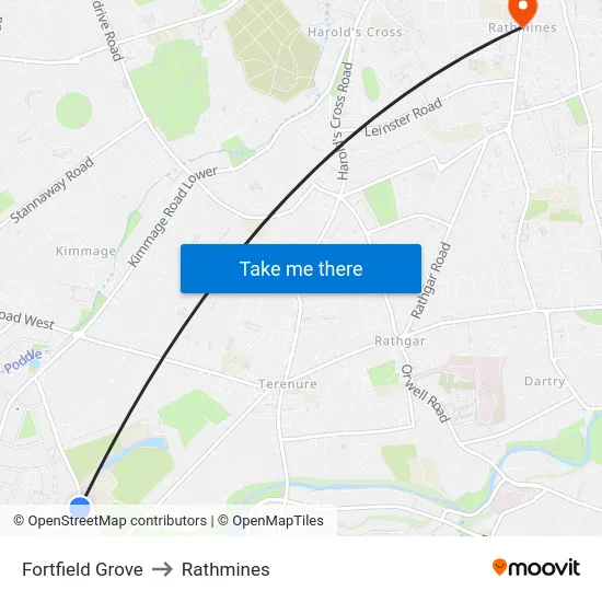 Fortfield Grove to Rathmines map