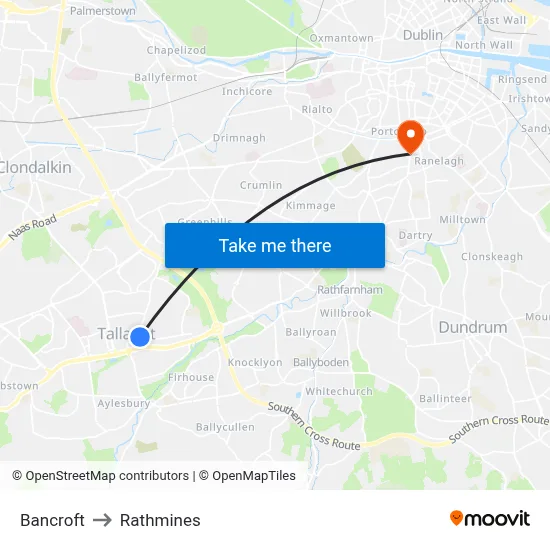 Bancroft to Rathmines map