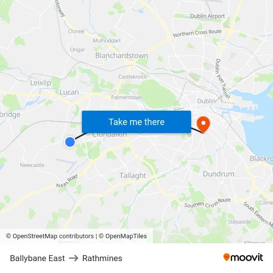 Ballybane East to Rathmines map