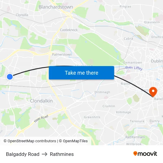 Balgaddy Road to Rathmines map