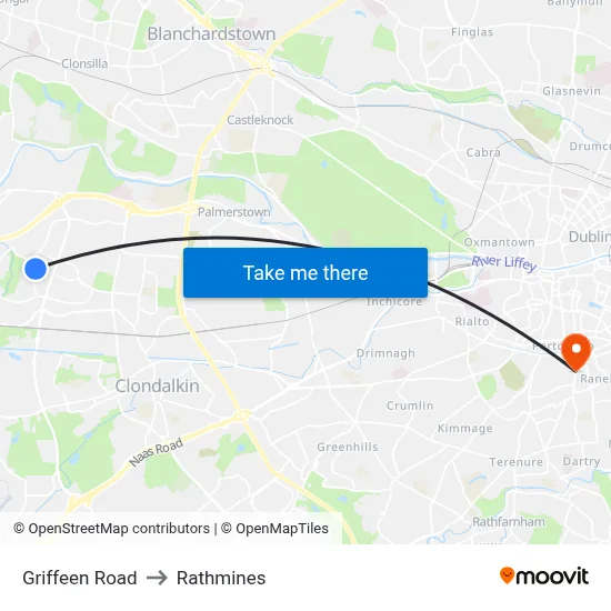 Griffeen Road to Rathmines map