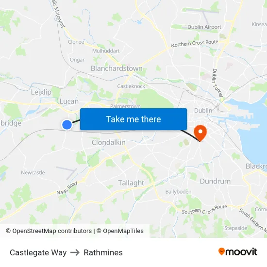 Castlegate Way to Rathmines map