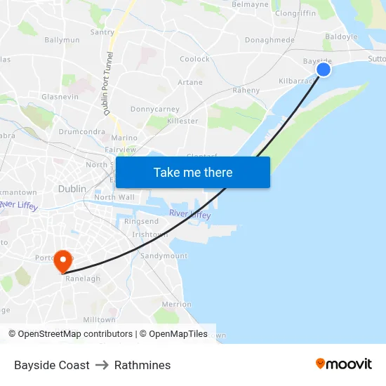 Bayside Coast to Rathmines map