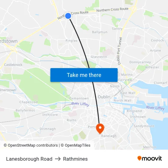 Lanesborough Road to Rathmines map