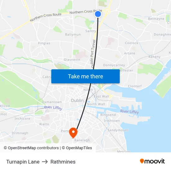 Turnapin Lane to Rathmines map