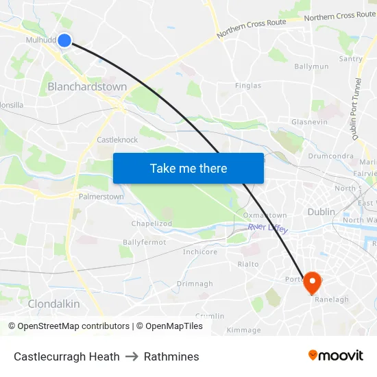 Castlecurragh Heath to Rathmines map