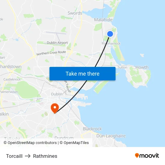 Torcaill to Rathmines map