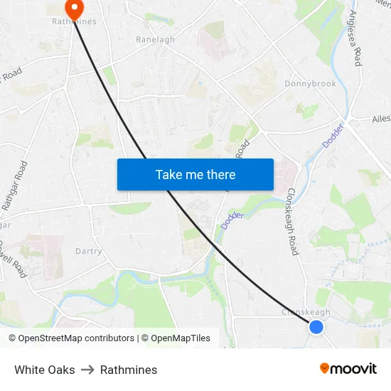 White Oaks to Rathmines map