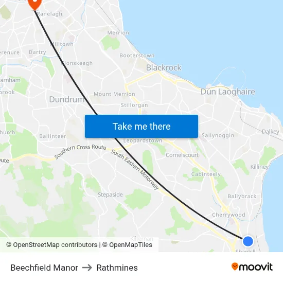 Beechfield Manor to Rathmines map