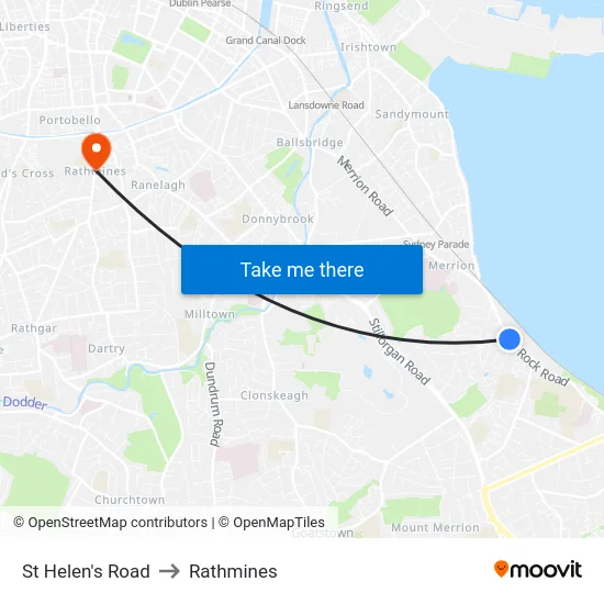 St Helen's Road to Rathmines map