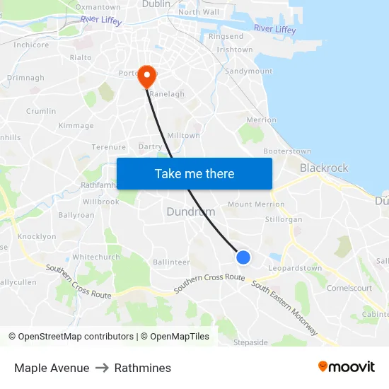 Maple Avenue to Rathmines map