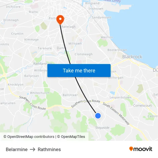Belarmine to Rathmines map