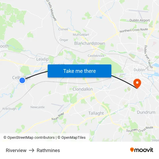 Riverview to Rathmines map