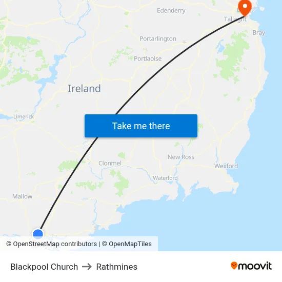 Blackpool Church to Rathmines map