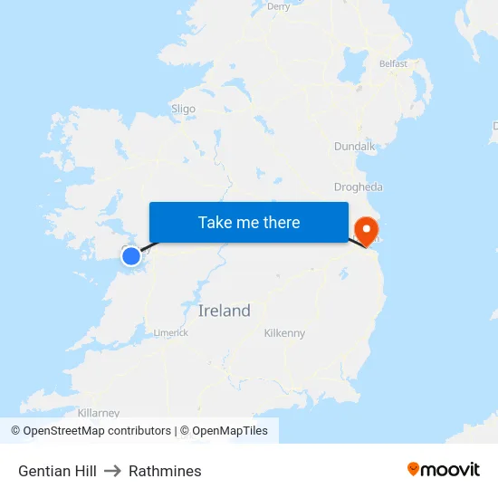 Gentian Hill to Rathmines map