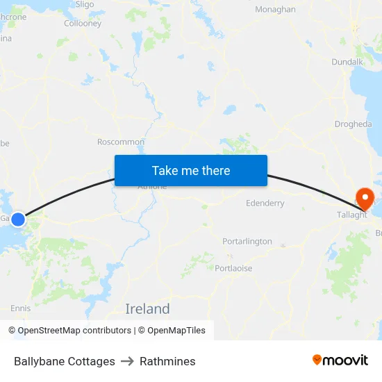 Ballybane Cottages to Rathmines map