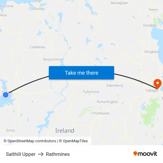 Salthill Upper to Rathmines map