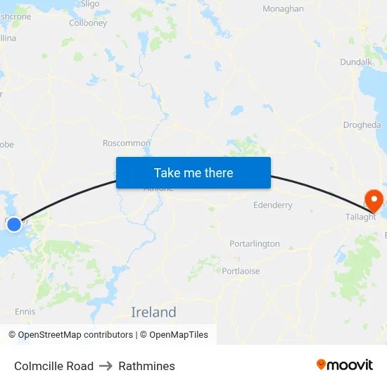 Colmcille Road to Rathmines map