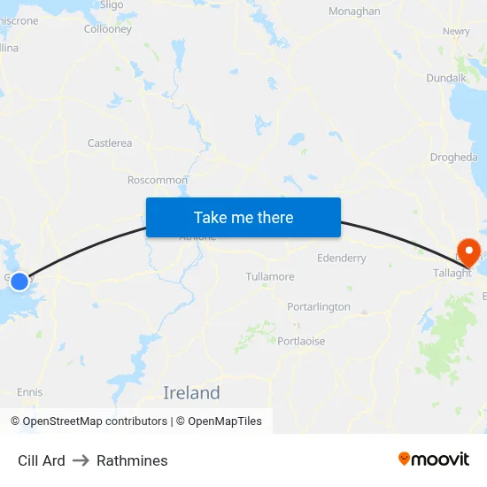 Cill Ard to Rathmines map