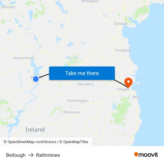 Bellough to Rathmines map
