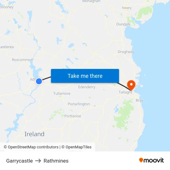 Garrycastle to Rathmines map