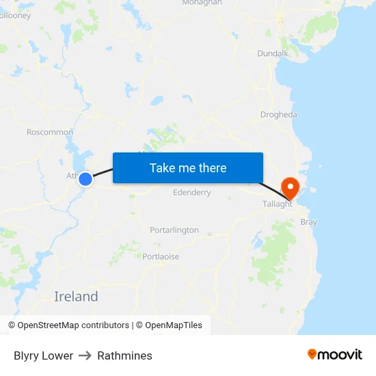 Blyry Lower to Rathmines map