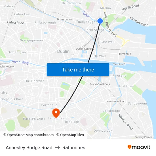 Annesley Bridge Road to Rathmines map