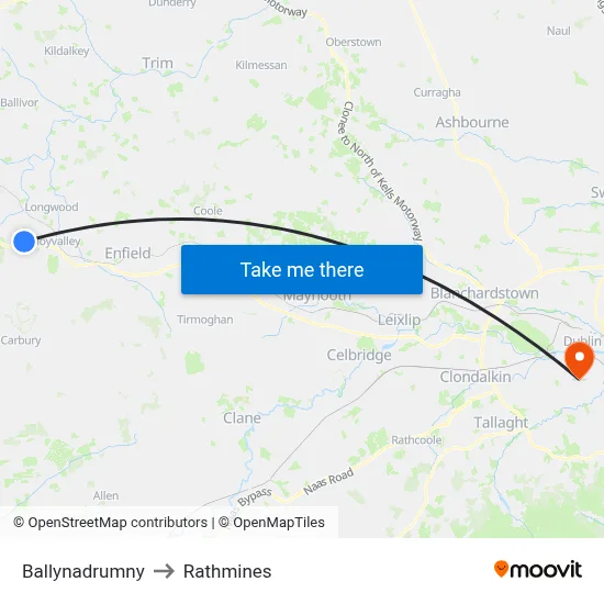 Ballynadrumny to Rathmines map