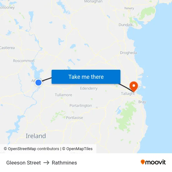 Gleeson Street to Rathmines map