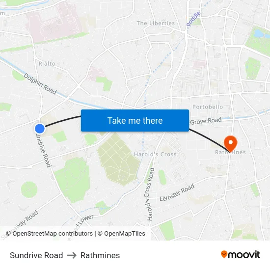 Sundrive Road to Rathmines map