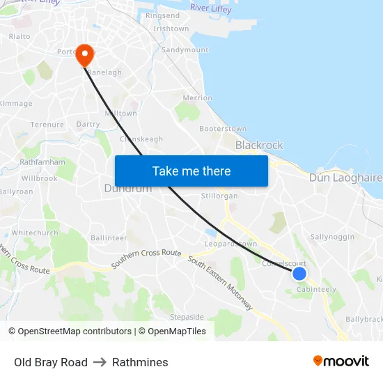 Old Bray Road to Rathmines map