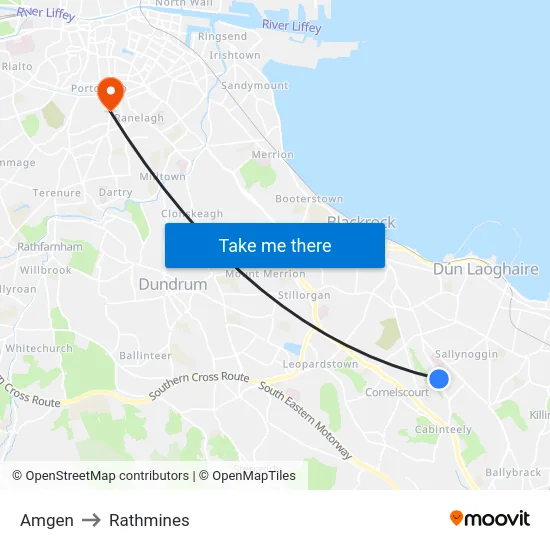 Amgen to Rathmines map