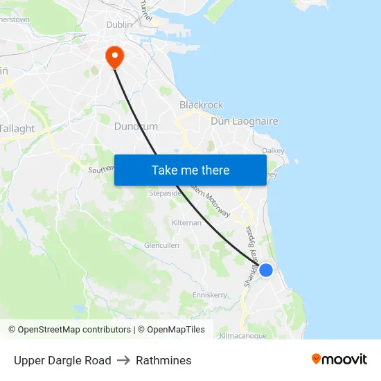 Upper Dargle Road to Rathmines map