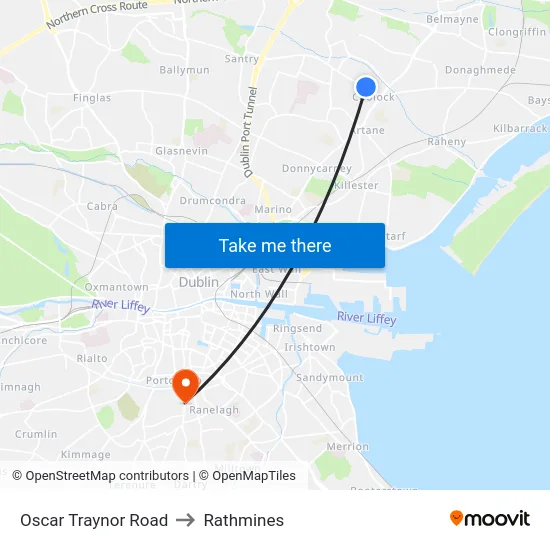 Oscar Traynor Road to Rathmines map