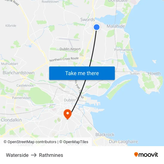 Waterside to Rathmines map