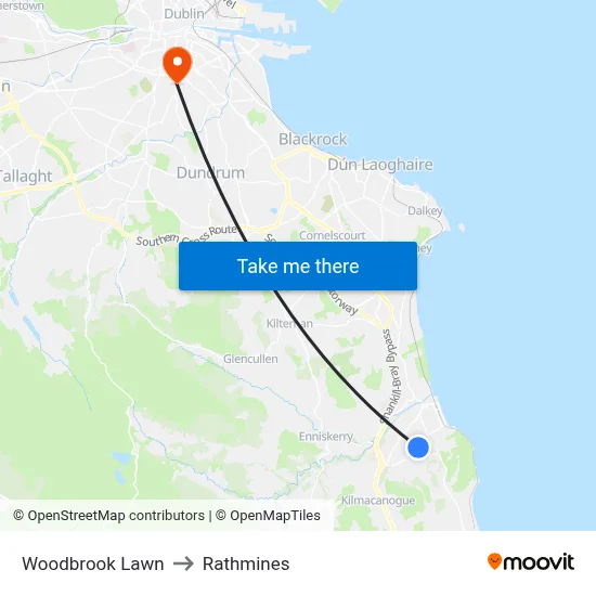 Woodbrook Lawn to Rathmines map