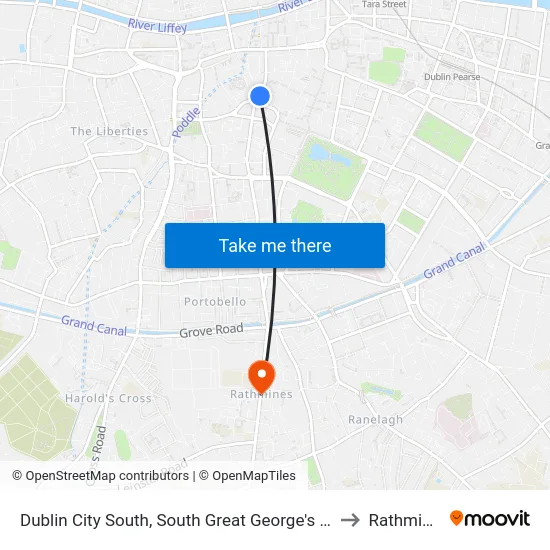 Dublin City South, South Great George's Street to Rathmines map