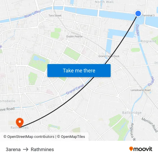 3arena to Rathmines map
