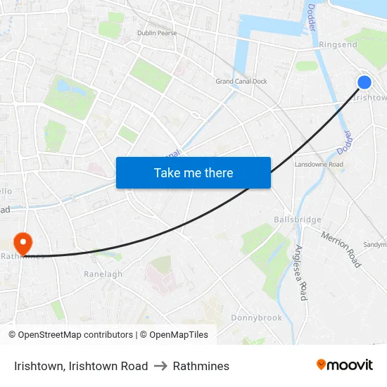 Irishtown, Irishtown Road to Rathmines map
