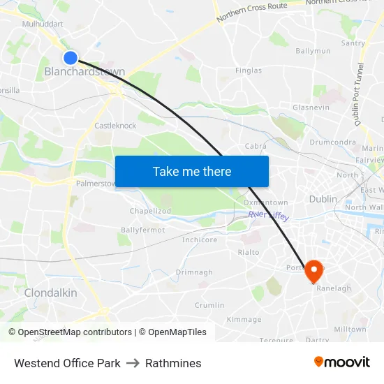 Westend Office Park to Rathmines map