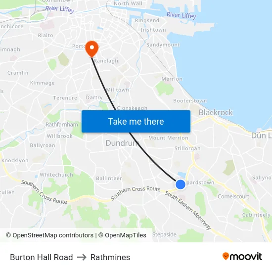 Burton Hall Road to Rathmines map