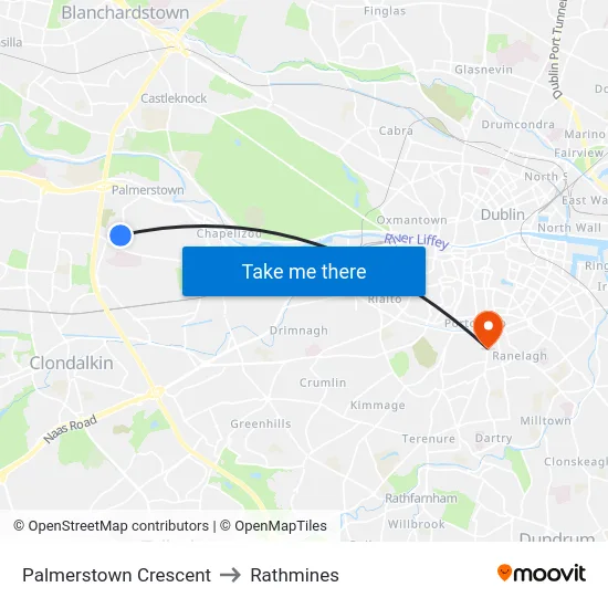 Palmerstown Crescent to Rathmines map