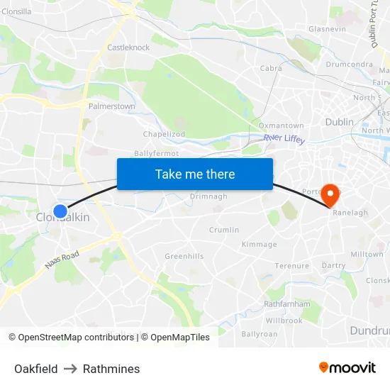 Oakfield to Rathmines map
