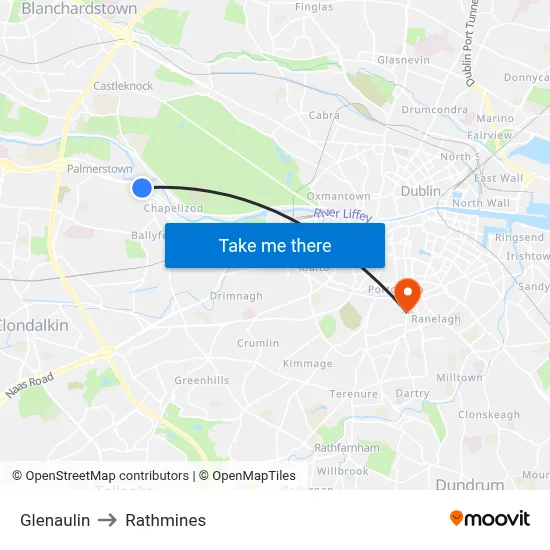 Glenaulin to Rathmines map