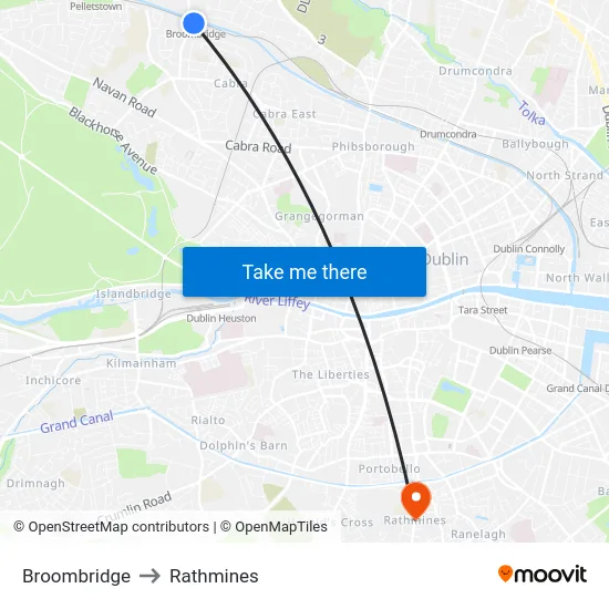 Broombridge to Rathmines map