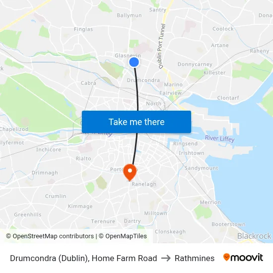 Drumcondra (Dublin), Home Farm Road to Rathmines map