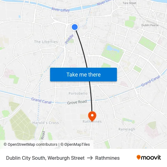 Dublin City South, Werburgh Street to Rathmines map